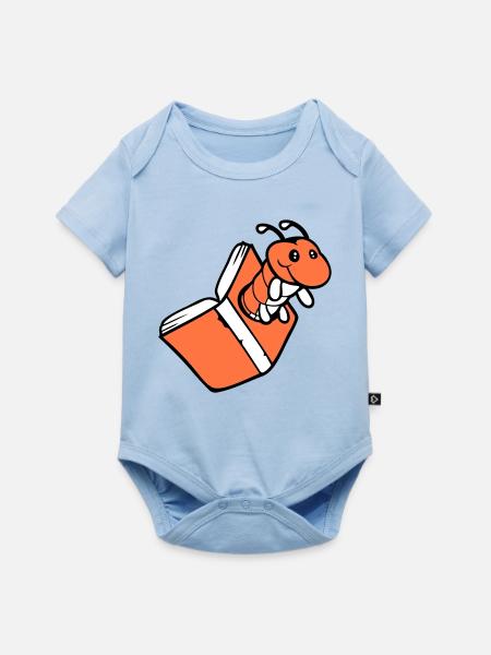 Bücherwurm Raupe Nerd Buch Loch Geek Wurm lesen - Baby Premium Kurzarmbody - Hellblau