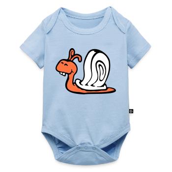Schnecke Hasenzähne niedlich süß glücklich lustig - Baby Premium Kurzarmbody - Hellblau - Vorne