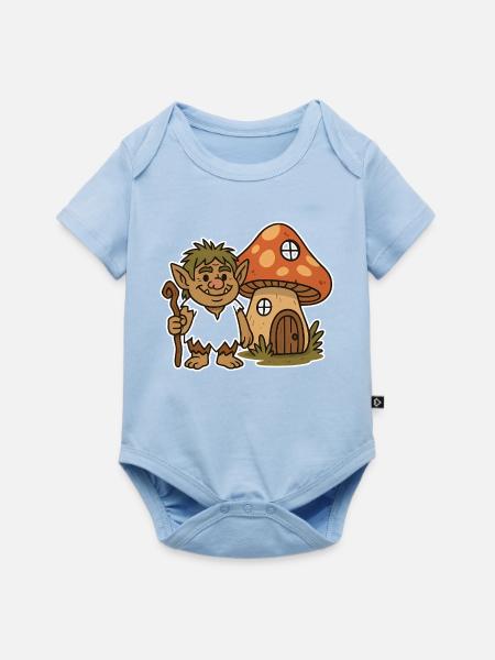 Waldtroll am Pilzhäuschen - Baby Premium Kurzarmbody - Hellblau