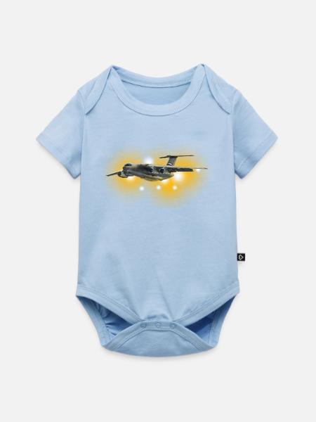 Frachtflugzeug im Sonnenfeuer - Baby Premium Kurzarmbody - Hellblau