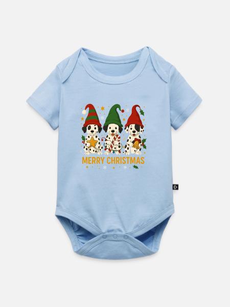Süßes Dalmatiner Weihnachtsdesign - Baby Premium Kurzarmbody - Hellblau