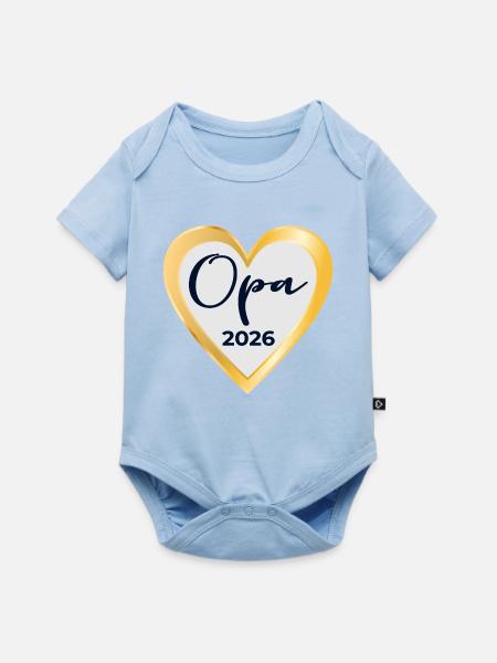 BABY NACHRICHT OPA 2026 HERZ - Baby Premium Kurzarmbody - Hellblau