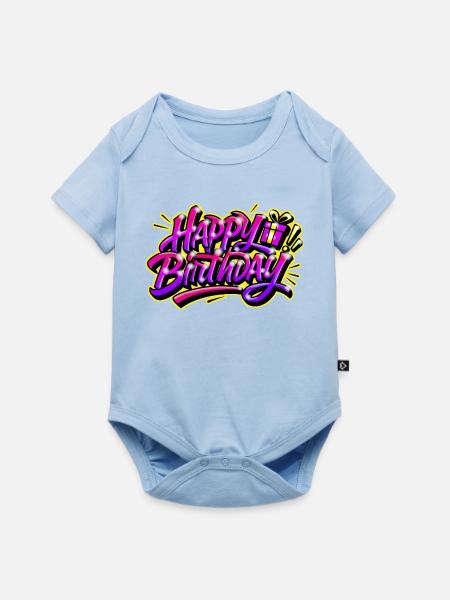 HAPPY BIRTHDAY GESCHENK PRINT GRAFF - Baby Premium Kurzarmbody - Hellblau
