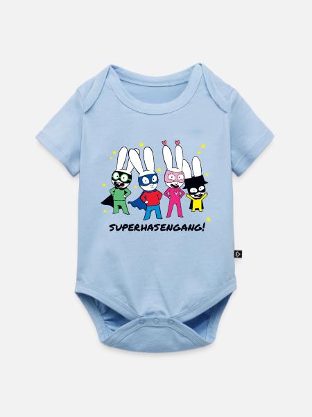 Simon Superhase Mit Seiner Superhasengang - Baby Premium Kurzarmbody - Hellblau
