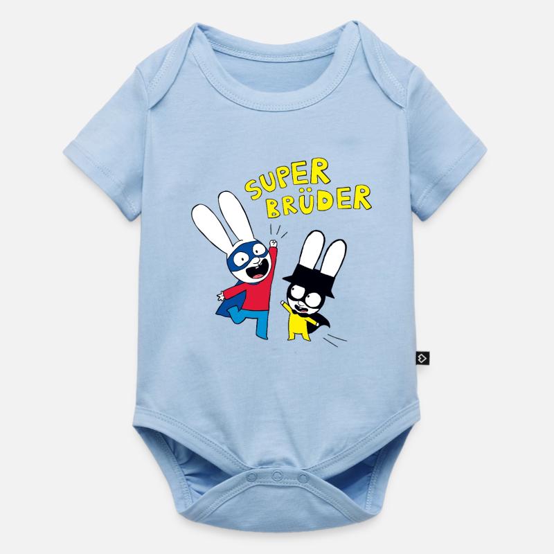 Simon Super Bunny Super Frères - Body à manches courtes Premium Bébé - bleu clair