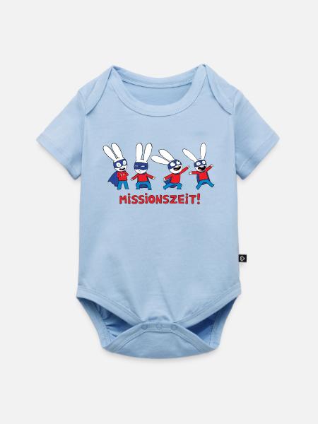 Simon Superhase Missionszeit  - Baby Premium Kurzarmbody - Hellblau