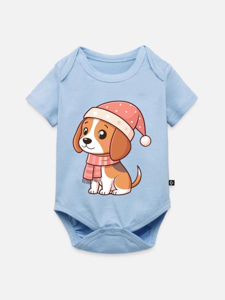 Weihnachts-Beagle-Hund - Baby Premium Kurzarmbody - Hellblau