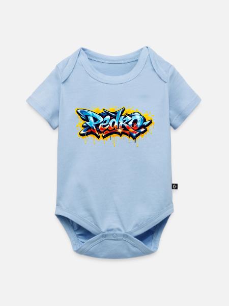 PEDRO-GRAFFITI-NAME FÜR PERFEKTES GESCHENK DRUCKBAR - Baby Premium Kurzarmbody - Hellblau