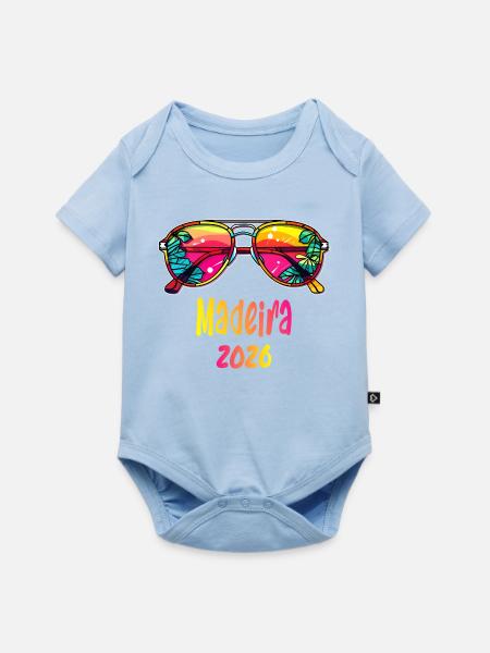 Madeira 2026 Strand Sonnenbrillen - Baby Premium Kurzarmbody - Hellblau