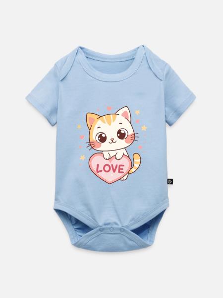 Kitten Kawaii Herzliebe - Baby Premium Kurzarmbody - Hellblau