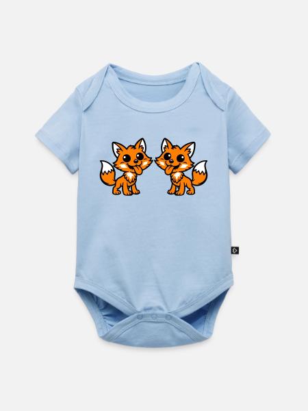 Fuchs Paar - Baby Premium Kurzarmbody - Hellblau
