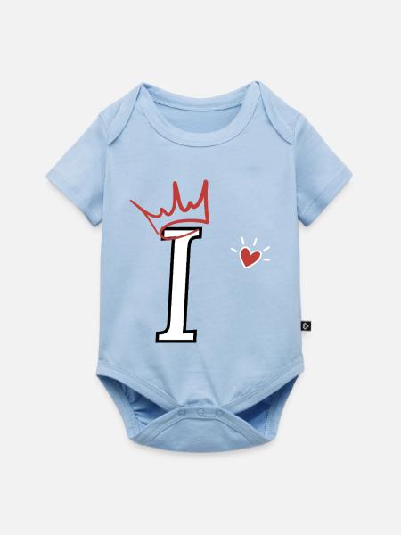 Buchstabe i Kronenherz - Baby Premium Kurzarmbody - Hellblau