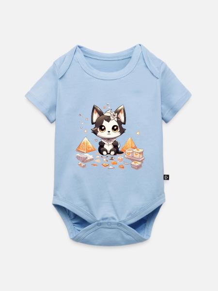 Chibi-Hundewelpe Diamantenschatz - Baby Premium Kurzarmbody - Hellblau
