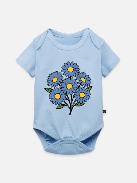 Blume blaue Blumen Blüte Blumenstrauß - Baby Premium Kurzarmbody - Hellblau