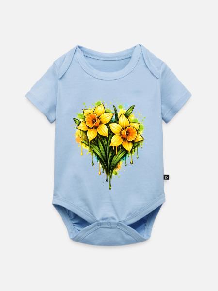 Narzissen im Graffiti Stil - Baby Premium Kurzarmbody - Hellblau