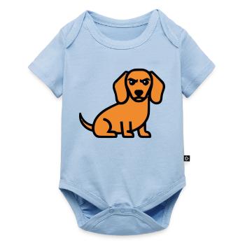 Dackel Hund Braun Comic - Baby Premium Kurzarmbody - Hellblau - Vorne