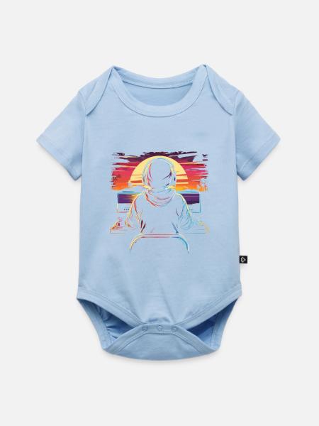 Gamer Synthwave - Baby Premium Kurzarmbody - Hellblau