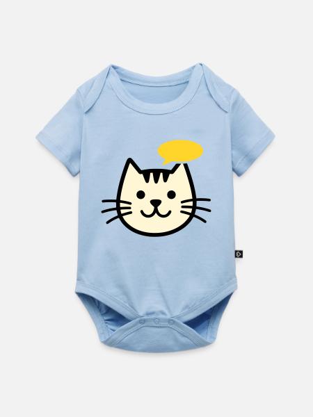 katzengesicht-mit-sprechblase - Baby Premium Kurzarmbody - Hellblau