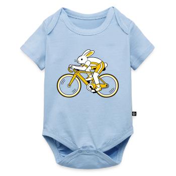 Hase auf einem Rennrad - Baby Premium Kurzarmbody - Hellblau - Vorne