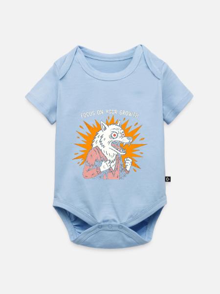 Wachstum fokussieren Wolf - Baby Premium Kurzarmbody - Hellblau