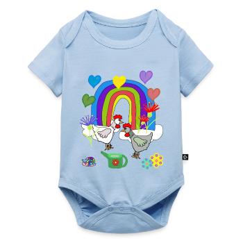 Fleurs arc-en-ciel fantastiques pour enfants poules - Body à manches courtes Premium Bébé - bleu clair - Devant