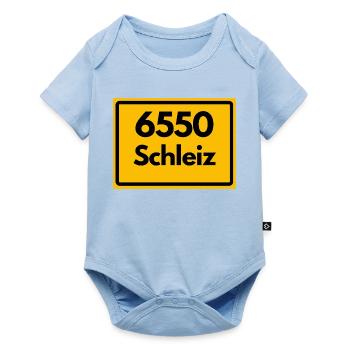 Alte Postleitzahl 6550 Schleiz, Thüringen, PLZ - Baby Premium Kurzarmbody - Hellblau - Vorne
