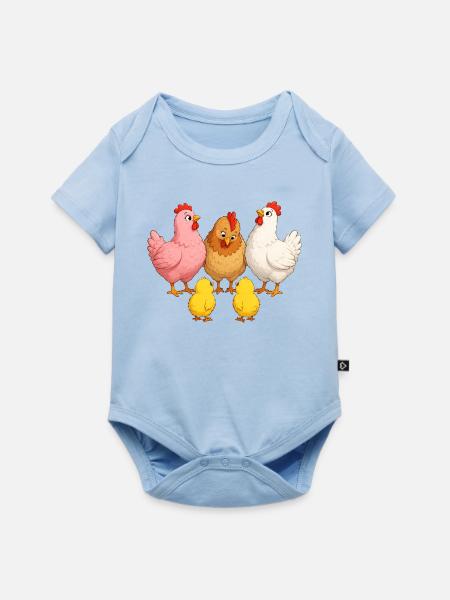 Hühner mit Kücken - Baby Premium Kurzarmbody - Hellblau
