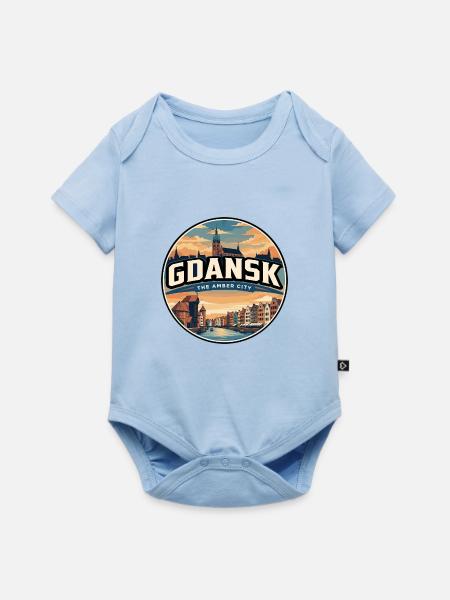 Retro Danziger Kranich-Reiseabzeichen - Baby Premium Kurzarmbody - Hellblau