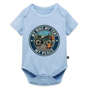 Mein Fahrrad Mein Zelt Mein Frieden Bikepacking - Baby Premium Kurzarmbody - Hellblau - Vorne