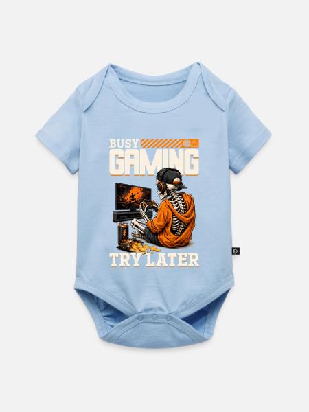 Skeleton Gamer Gaming Halloween - Baby Premium Kurzarmbody - Hellblau