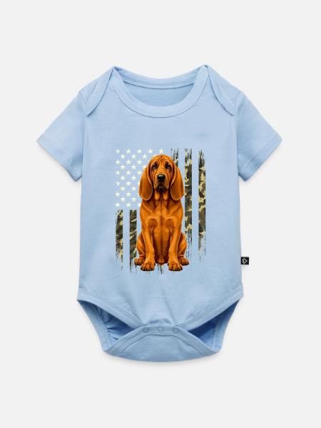 Bloodhound Tarnung US-Flagge – Jagdhund-Vater - Baby Premium Kurzarmbody - Hellblau