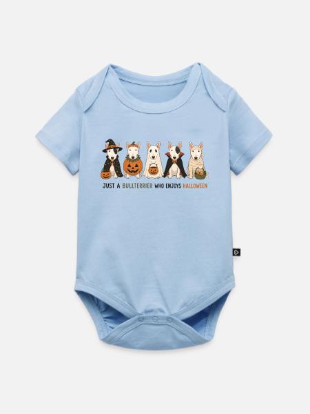 Bullterrier-Halloween-Crew - Baby Premium Kurzarmbody - Hellblau