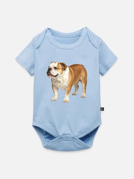 Profil des English Bulldog-Hundes - Baby Premium Kurzarmbody - Hellblau