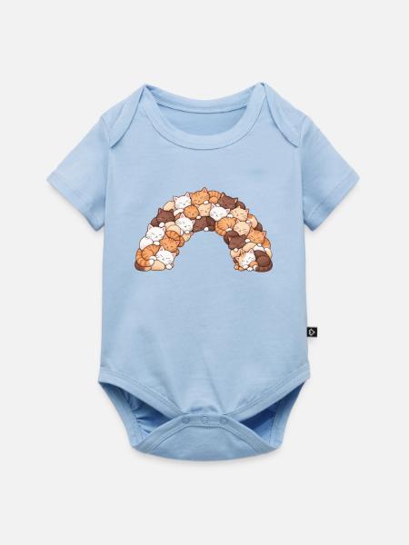 Schlafender Katzenbogen - Baby Premium Kurzarmbody - Hellblau