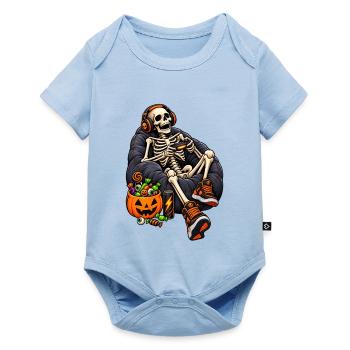 Fun Halloween video game with a skeleton - Baby Premium Kurzarmbody - Hellblau - Vorne