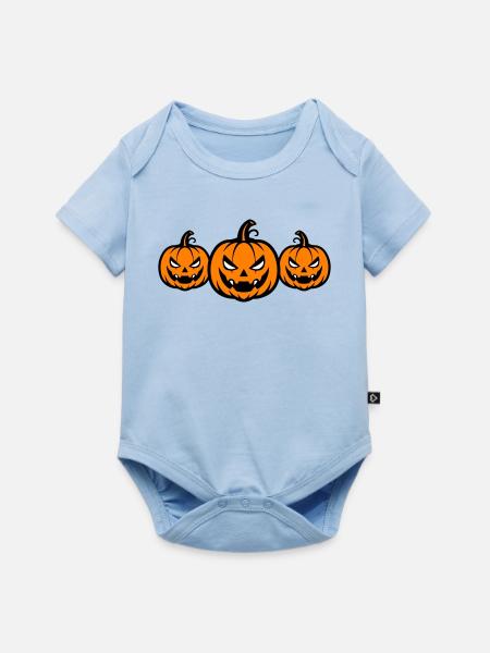 Kürbis Halloween - Baby Premium Kurzarmbody - Hellblau