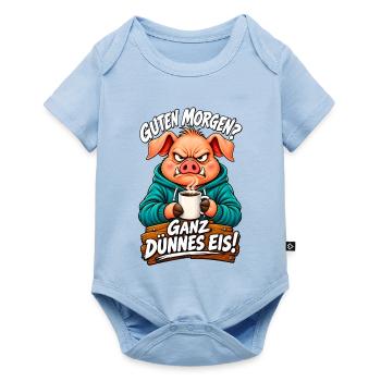 Guten Morgen? Ganz Dünnes Eis! – Grumpy Pig Coffee - Baby Premium Kurzarmbody - Hellblau - Vorne