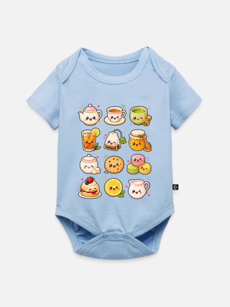 Kawaii Teezeit | Tee, Matcha & Gebäck - Baby Premium Kurzarmbody - Hellblau