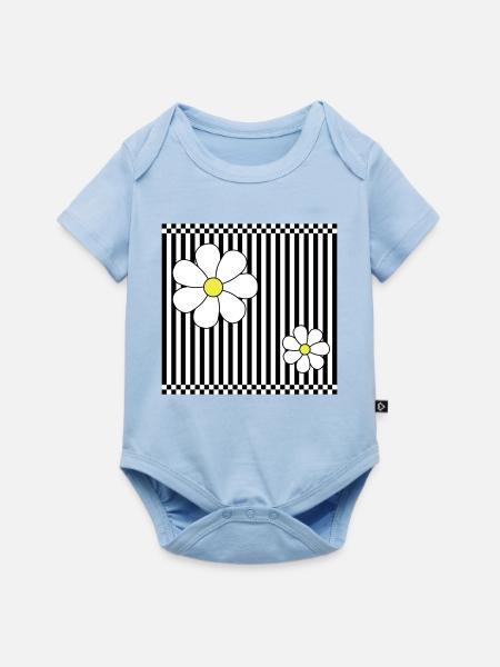 Stripes & Flowers - Baby Premium Kurzarmbody - Hellblau