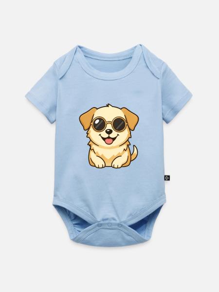 Kawaii Hund mit Sonnenbrille - Baby Premium Kurzarmbody - Hellblau