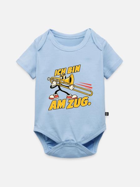Ich bin am Zug – Lustiges Posaunen-Maskottchen - Baby Premium Kurzarmbody - Hellblau