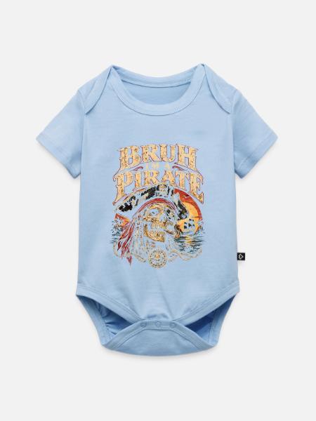 Piratenschädel mit Segel-Licht - Baby Premium Kurzarmbody - Hellblau