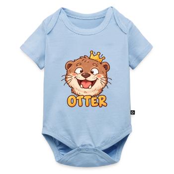 OTTER – Lustiger Otter mit Krone - Baby Premium Kurzarmbody - Hellblau - Vorne
