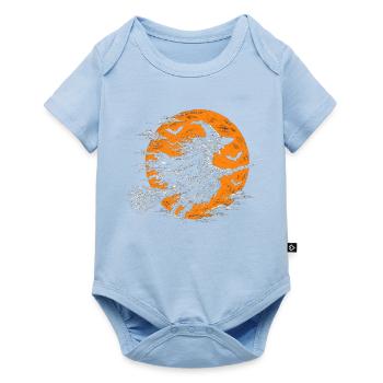Die Hexe auf dem Besen vor dem Vollmond - Baby Premium Kurzarmbody - Hellblau - Vorne