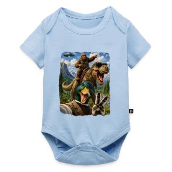 Mallard Duck Selfie Bigfoot T Rex UFO Funny Gifts - Baby Premium Kurzarmbody - Hellblau - Vorne