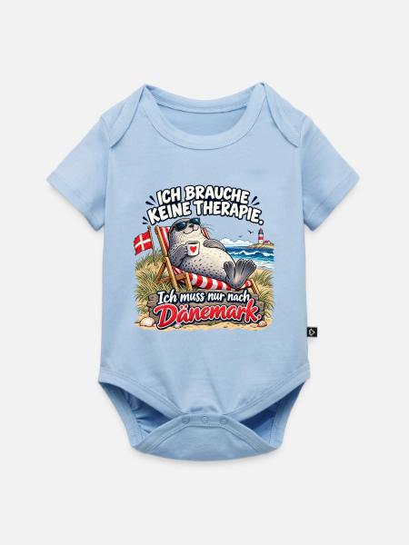 Dänemark-Urlaubswitz am Strand - Baby Premium Kurzarmbody - Hellblau