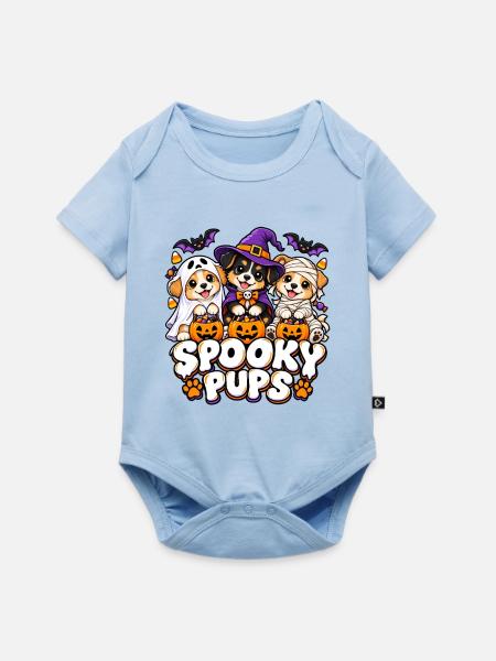 Spukpups Halloween Trio - Baby Premium Kurzarmbody - Hellblau