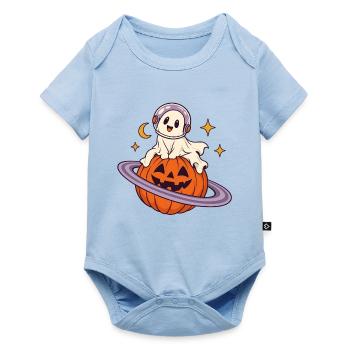 Astronaut auf Halloween-Kürbis - Baby Premium Kurzarmbody - Hellblau - Vorne