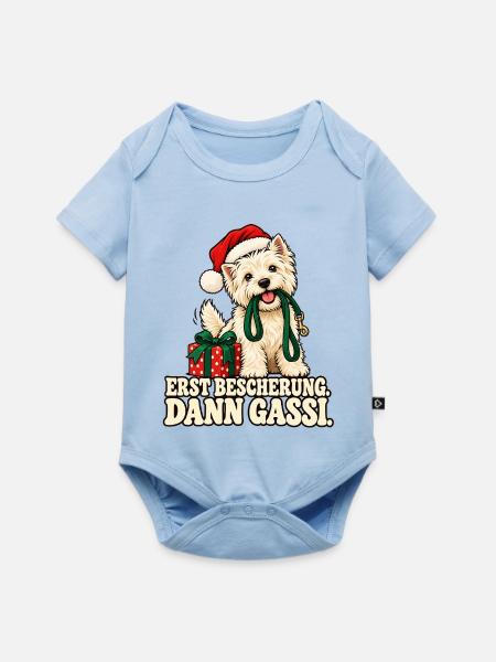 Weihnachtshund Erst Gassi - Baby Premium Kurzarmbody - Hellblau