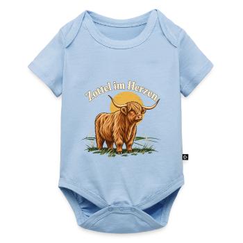 Hochlandrind Fan Zottel im Herzen - Baby Premium Kurzarmbody - Hellblau - Vorne
